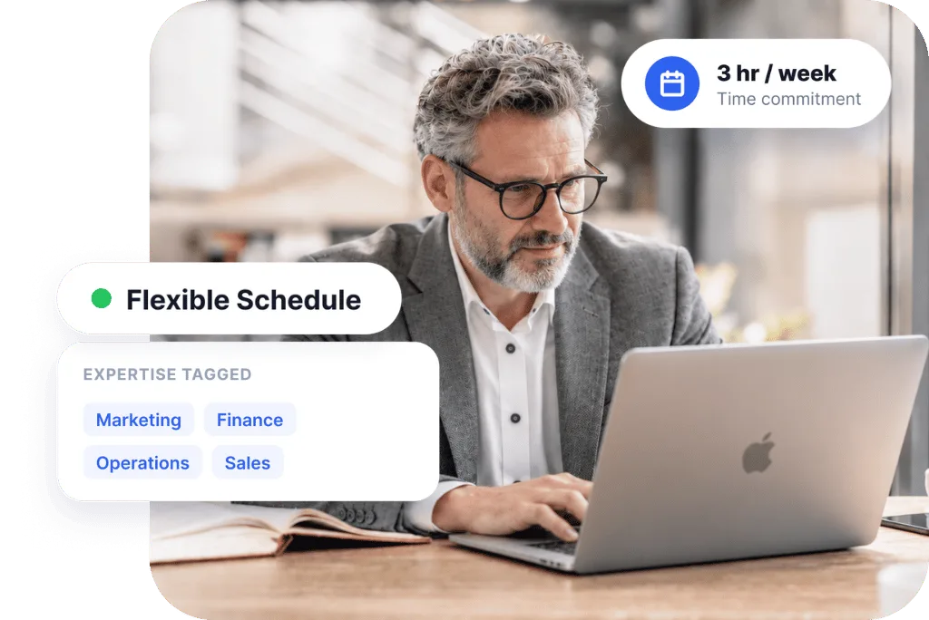 A mentor at his laptop, ready to help business owners